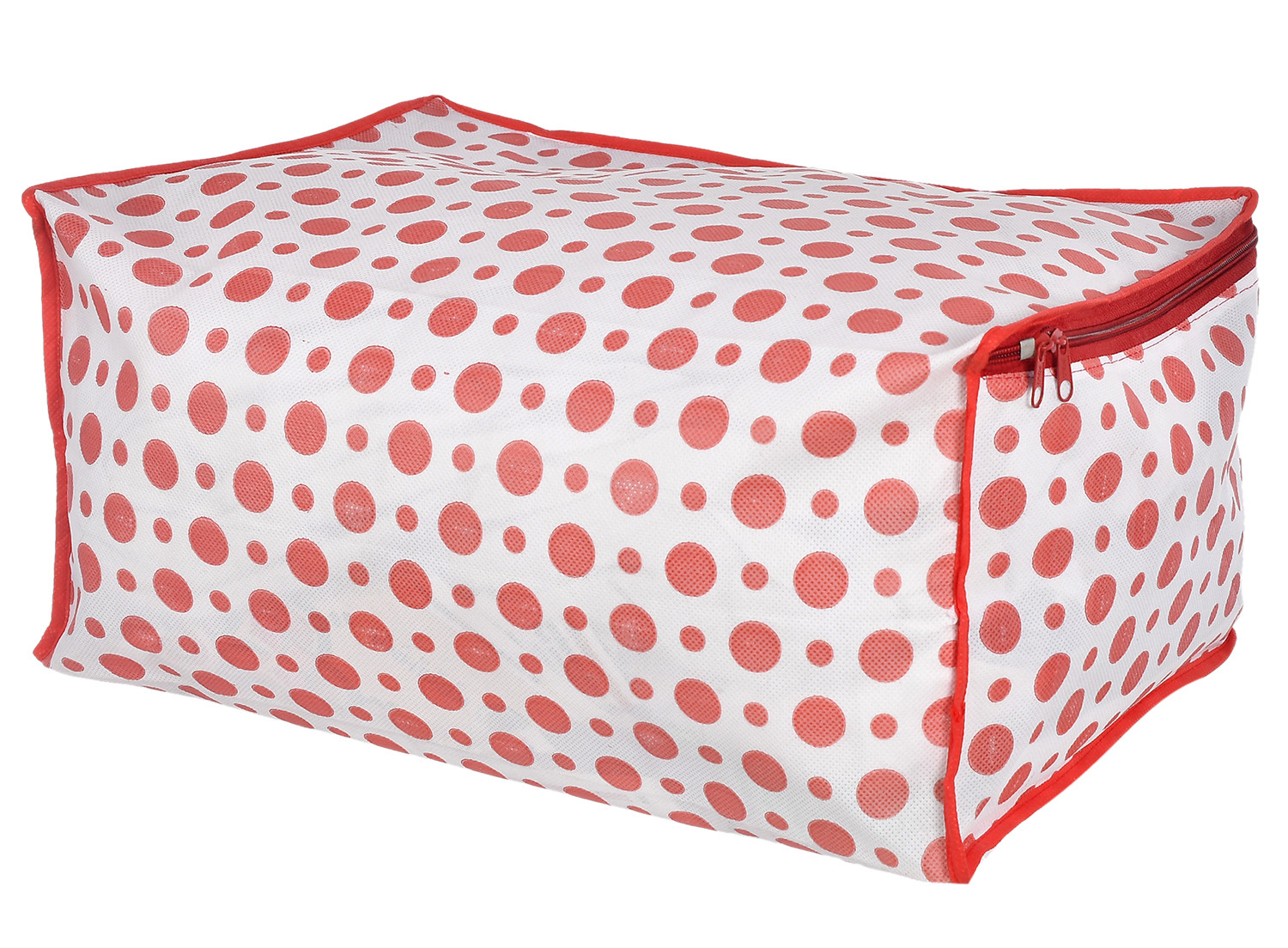 Kuber Industries Dot Printed Foldable, Lightweight Non-Woven Saree Cover/Organizer With Tranasparent Window-(Pink)-46KM0477