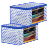 Kuber Industries Dot Printed Foldable, Lightweight Non-Woven Saree Cover/Organizer With Tranasparent Window-(Blue)-46KM0491
