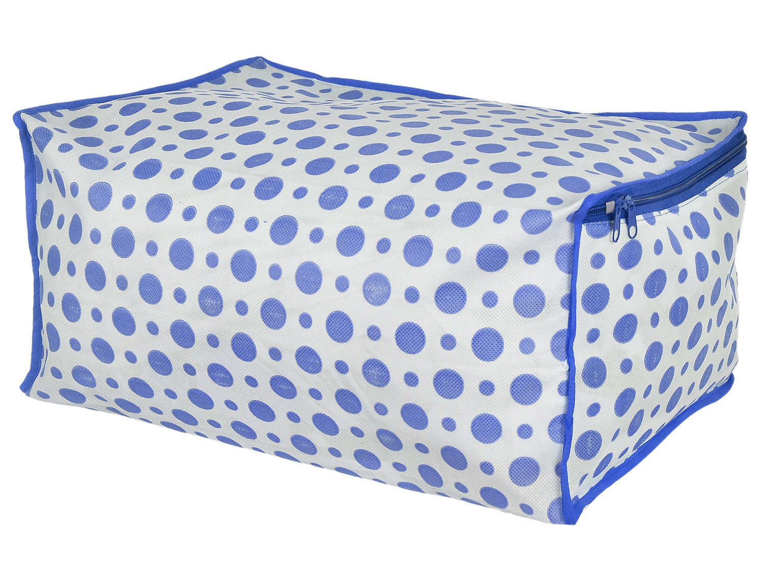 Kuber Industries Dot Printed Foldable, Lightweight Non-Woven Saree Cover/Organizer With Tranasparent Window-(Blue)-46KM0491