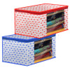 Kuber Industries Dot Printed Foldable, Lightweight Non-Woven Saree Cover/Organizer With Tranasparent Window- (Blue &amp; Pink)-46KM0505