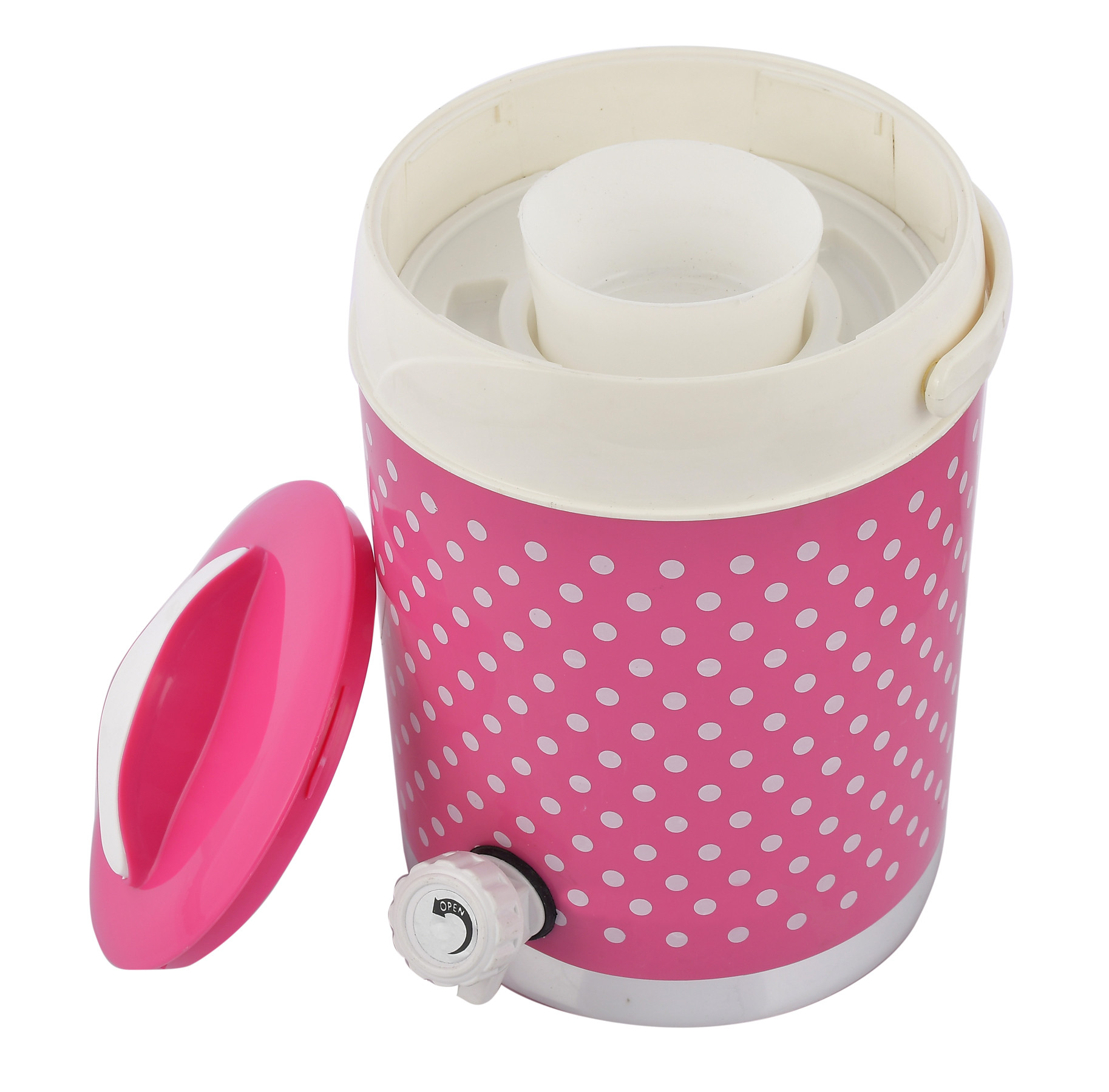 Kuber Industries Dot Printed Inner Steel Insulated 2 Cassrole & 1 Water Jug/Camper Set, Set of 3 (Pink) -HS42KUBMART25143