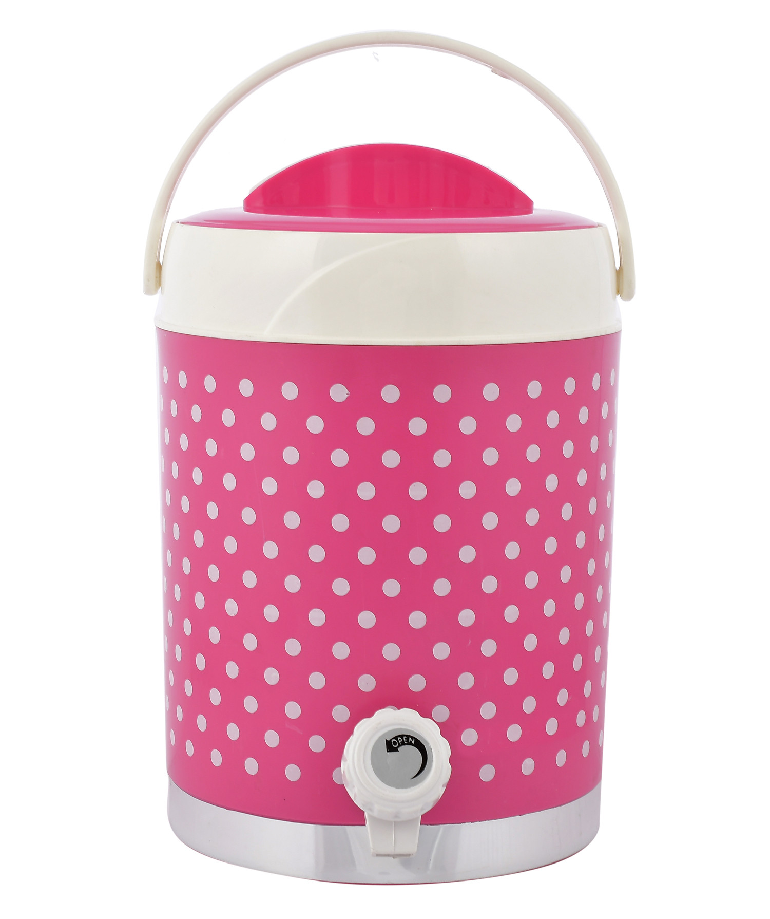 Kuber Industries Dot Printed Insulated Water Jug, Camper For Travel, Picnic, Home, Office With Handle, 3.5 Ltrs (Pink)-HS42KUBMART25197