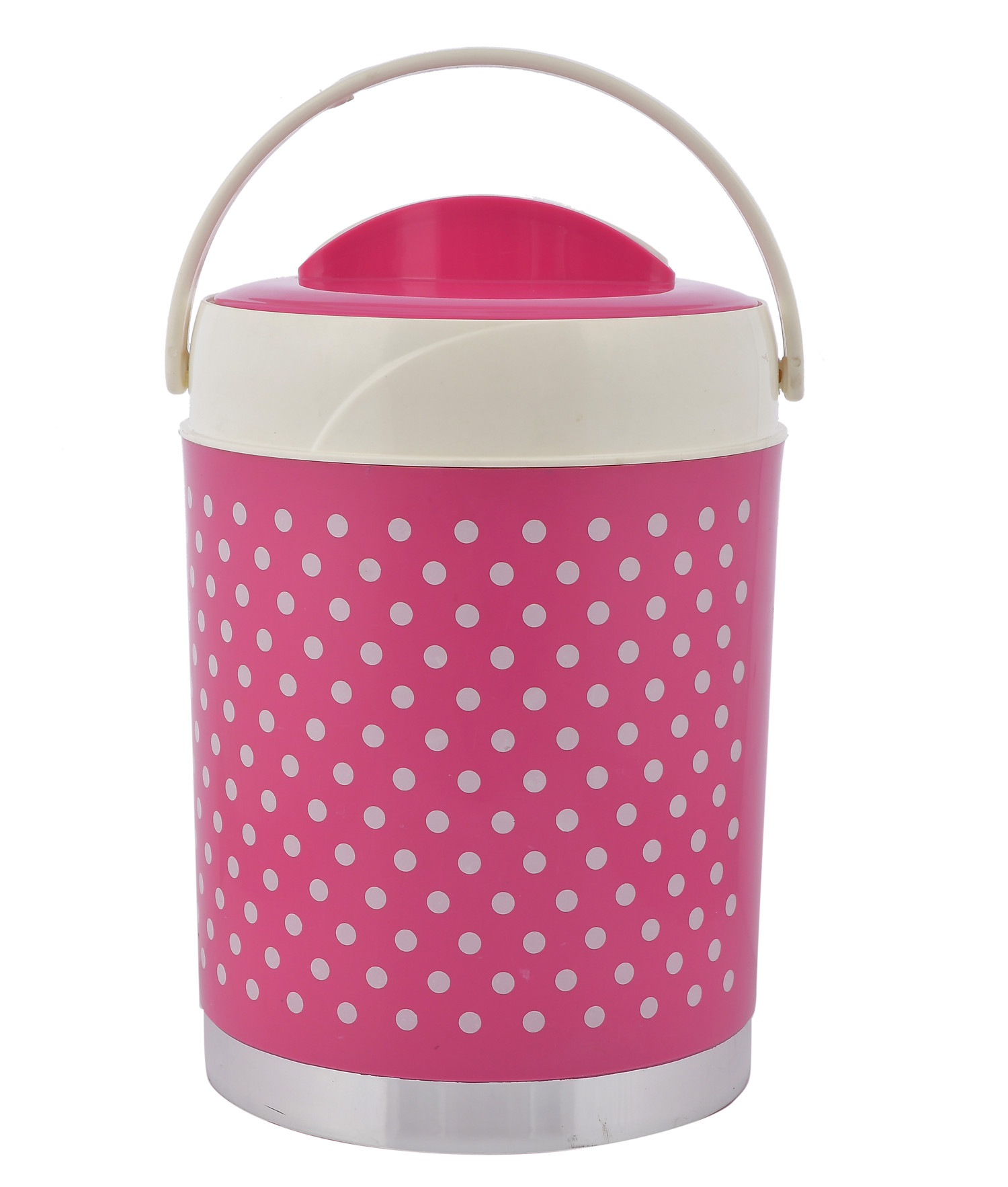 Kuber Industries Dot Printed Insulated Water Jug, Camper For Travel, Picnic, Home, Office With Handle, 3.5 Ltrs (Pink)-HS42KUBMART25197