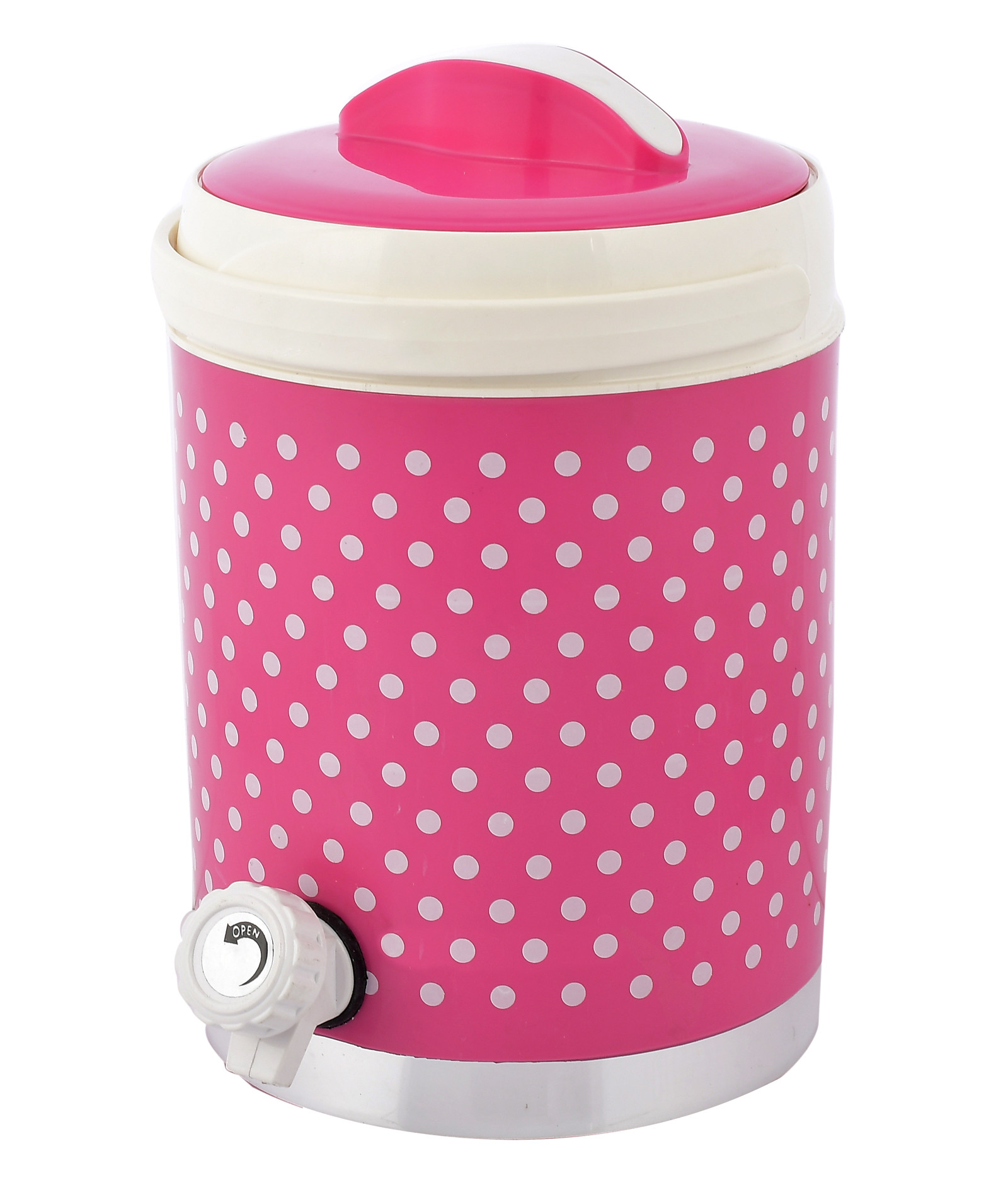 Kuber Industries Dot Printed Insulated Water Jug, Camper For Travel, Picnic, Home, Office With Handle, 3.5 Ltrs (Pink)-HS42KUBMART25197