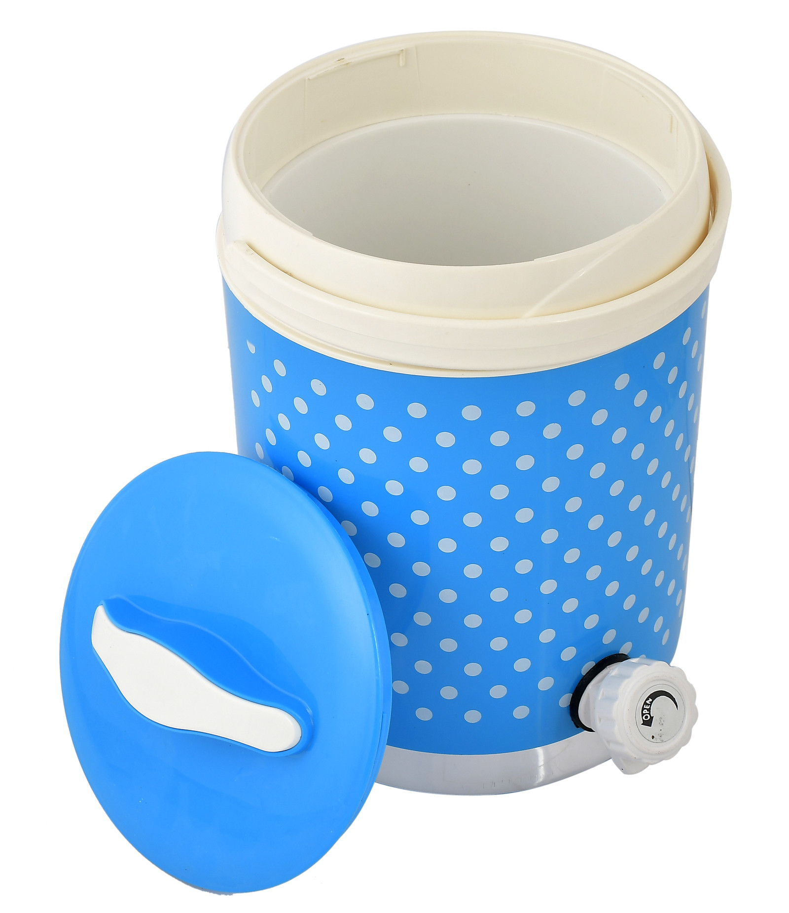 Kuber Industries Dot Printed Insulated Water Jug, Camper For Travel, Picnic, Home, Office With Handle, 3.5 Ltrs (Blue)-HS42KUBMART25199