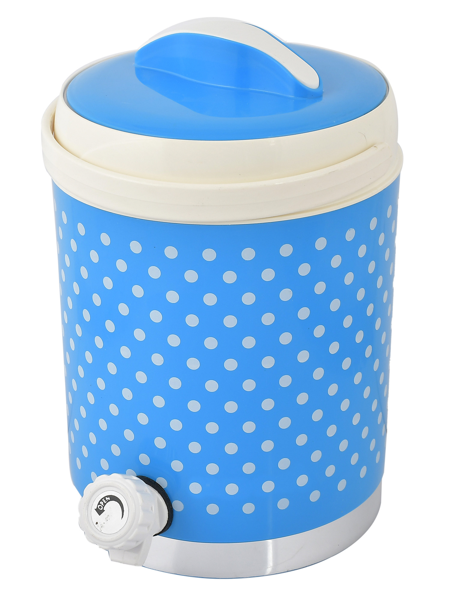 Kuber Industries Dot Printed Insulated Water Jug, Camper For Travel, Picnic, Home, Office With Handle, 3.5 Ltrs (Blue)-HS42KUBMART25199