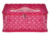 Kuber Industries Dot Printed Laminated PVC Jewellry OrganiserBag for Necklace: Earrings: Rings With 10 Transparent Pouches (Pink)-45KM05