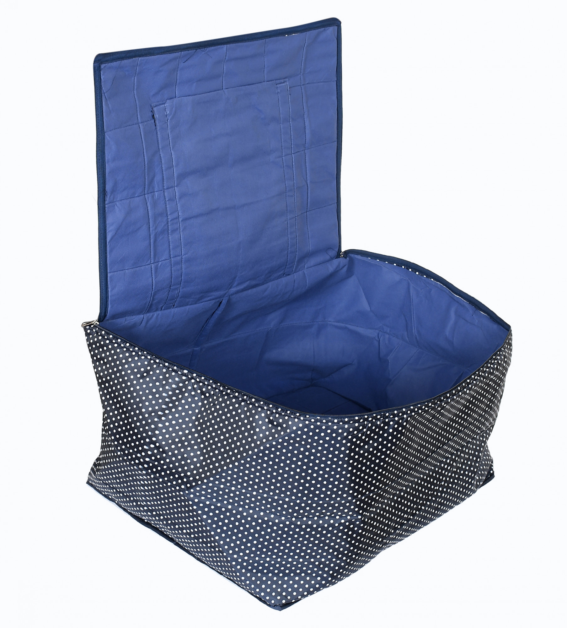 Kuber Industries Dot Printed Large Size Lightweight Foldable Parachute Jumbo Underbed Storage Bag With Zipper And Handle (Blue)