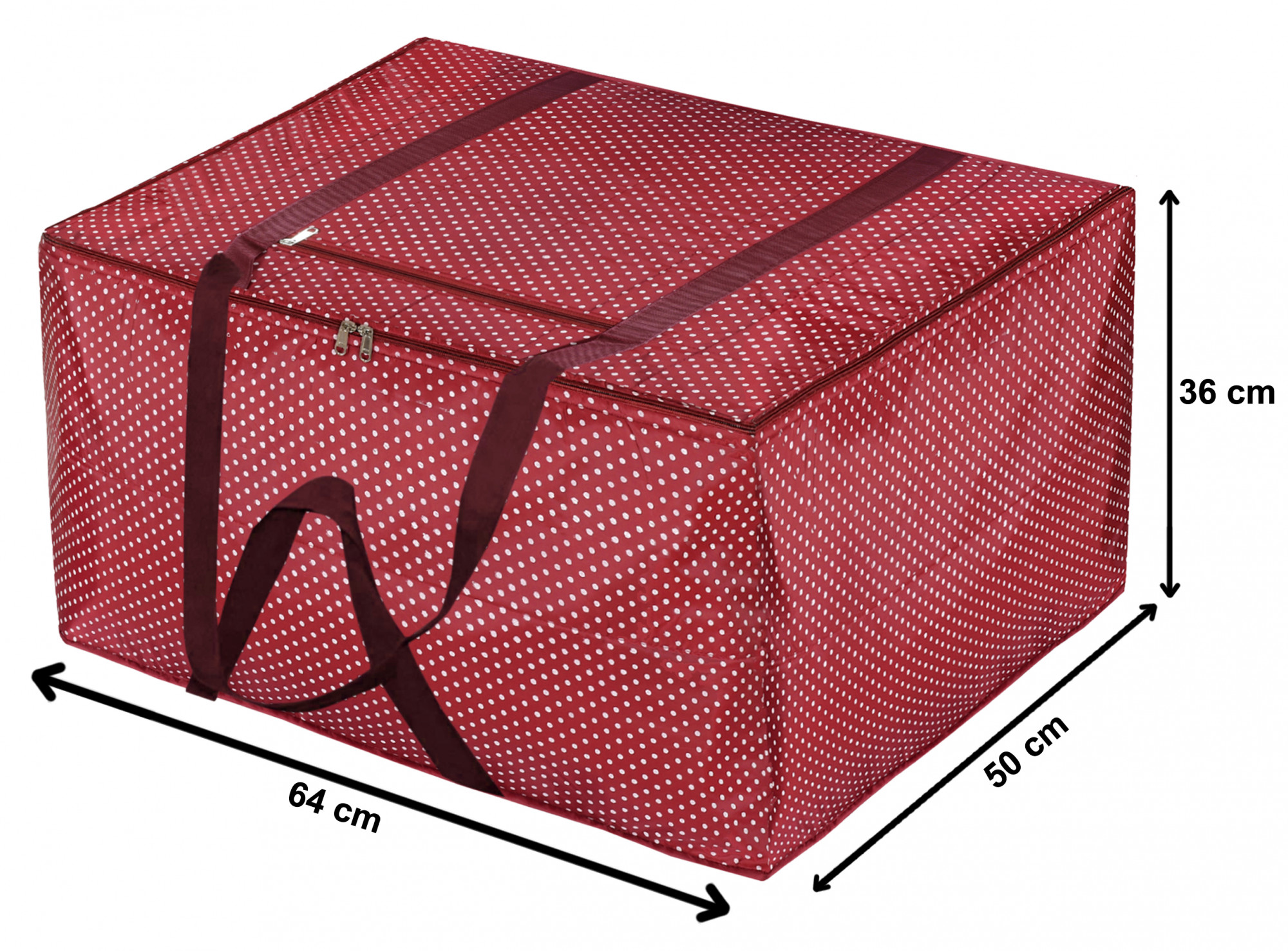 Kuber Industries Dot Printed Large Size Lightweight Foldable Parachute Jumbo Underbed Storage Bag With Zipper And Handle (Maroon)