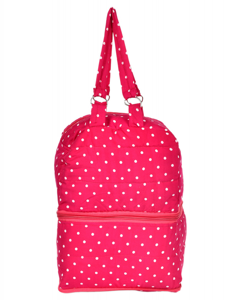 Kuber Industries Dot Printed Multiuses Hand Bag: Tote Bag: Travel Toiletry Bag For Women/Girls (Pink)