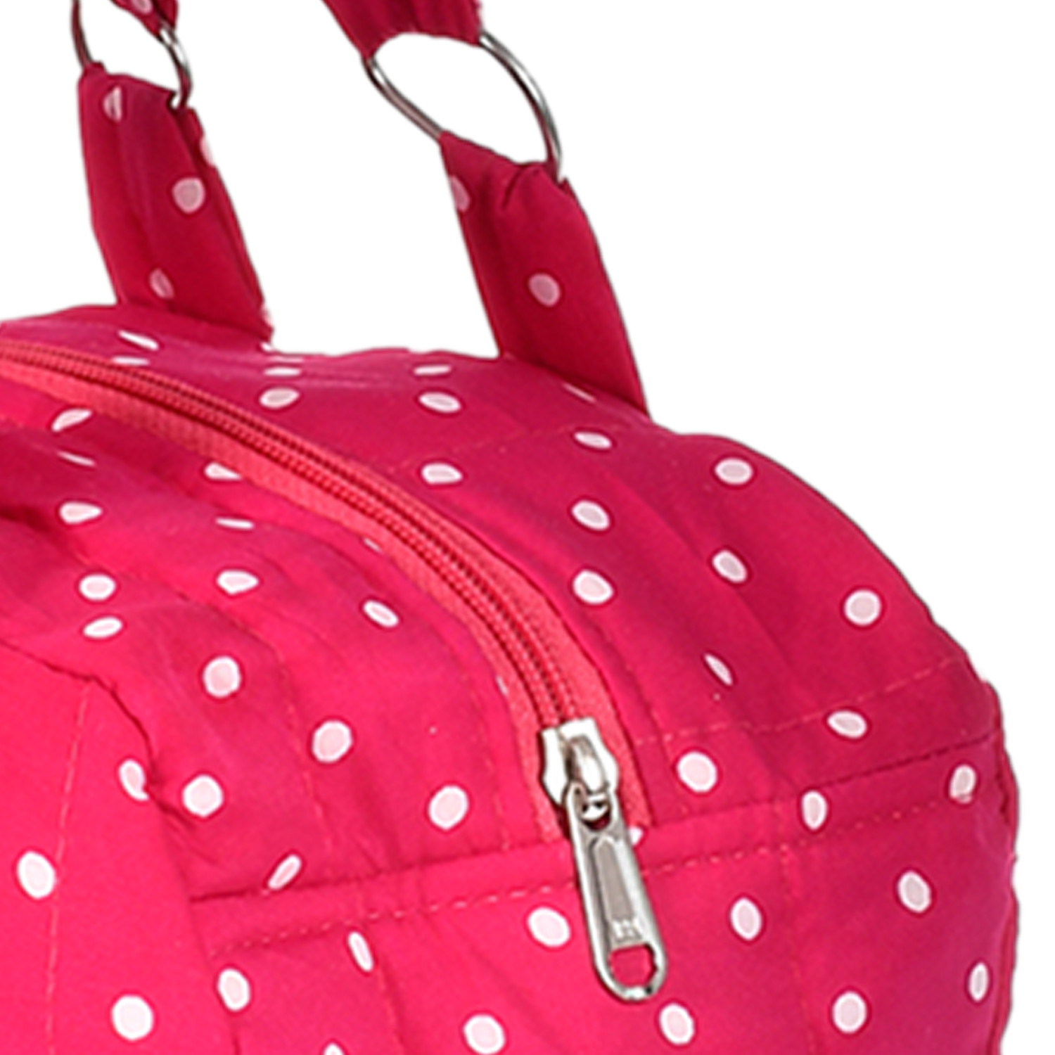 Kuber Industries Dot Printed Multiuses Hand Bag: Tote Bag: Travel Toiletry Bag For Women/Girls (Pink)