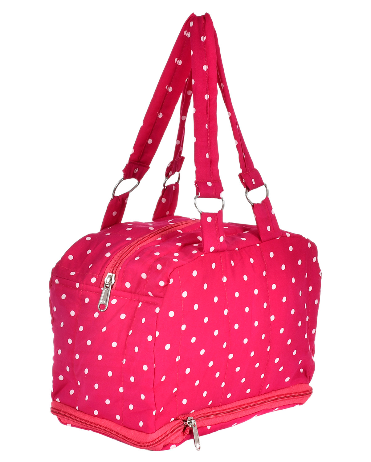 Kuber Industries Dot Printed Multiuses Hand Bag: Tote Bag: Travel Toiletry Bag For Women/Girls (Pink)