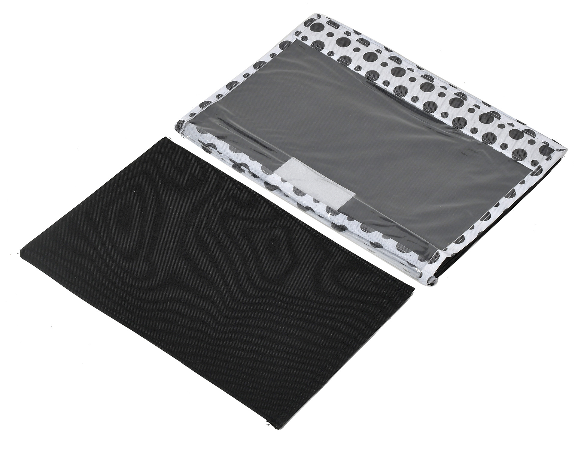 Kuber Industries Dot Printed Multiuses Medium Non-Woven Storage Box/Organizer With Tranasparent Lid (Black) -44KM0415