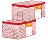 Kuber Industries Dot Printed Multiuses Non Woven Underbed/Storage Bag/Organizer With Transparent Window &amp; Handle (Pink)-46KM0591