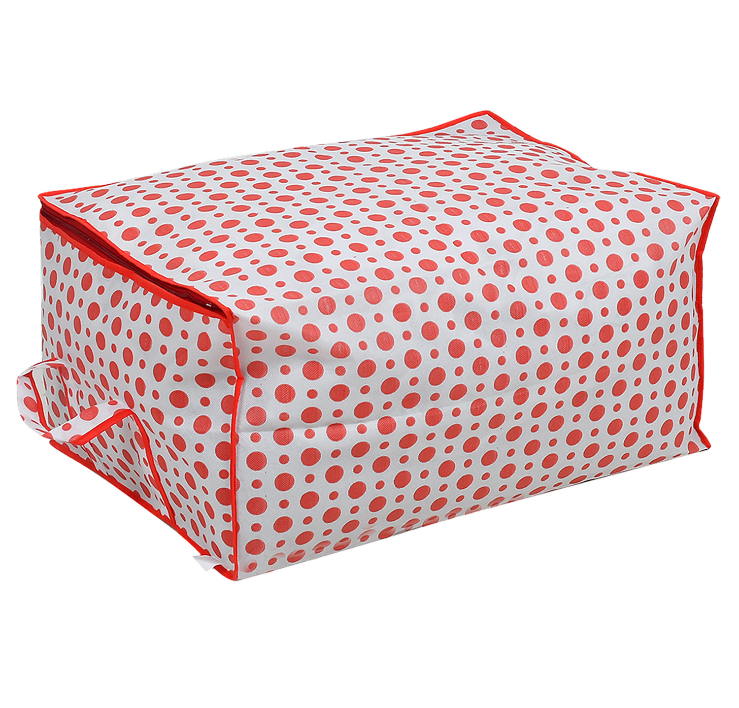 Kuber Industries Dot Printed Multiuses Non Woven Underbed/Storage Bag/Organizer With Transparent Window & Handle (Pink)-46KM0591