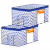 Kuber Industries Dot Printed Multiuses Non Woven Underbed/Storage Bag/Organizer With Transparent Window &amp; Handle (Blue)-46KM0601
