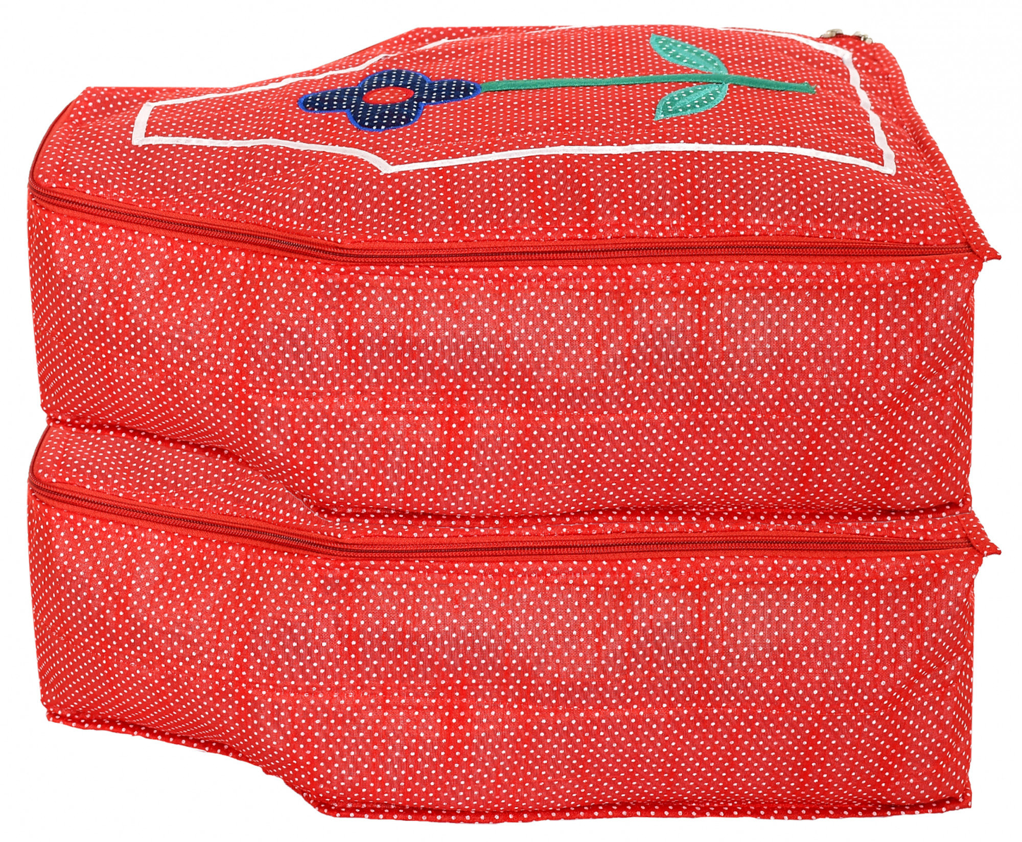 Kuber Industries Dot Printed Non Woven Blouse Cover Storage Bag, Organizers for Wardrobe (Red)