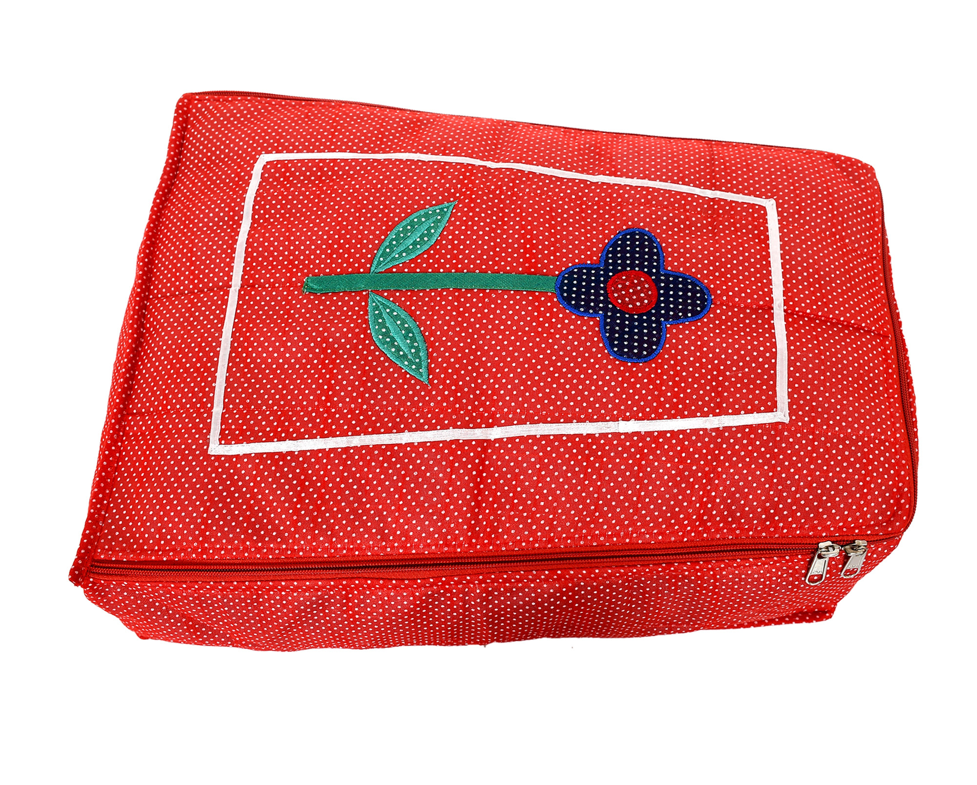 Kuber Industries Dot Printed Petticoat Cover Bag/Garment cover/Wardrobe Clothes Organizer (Red)