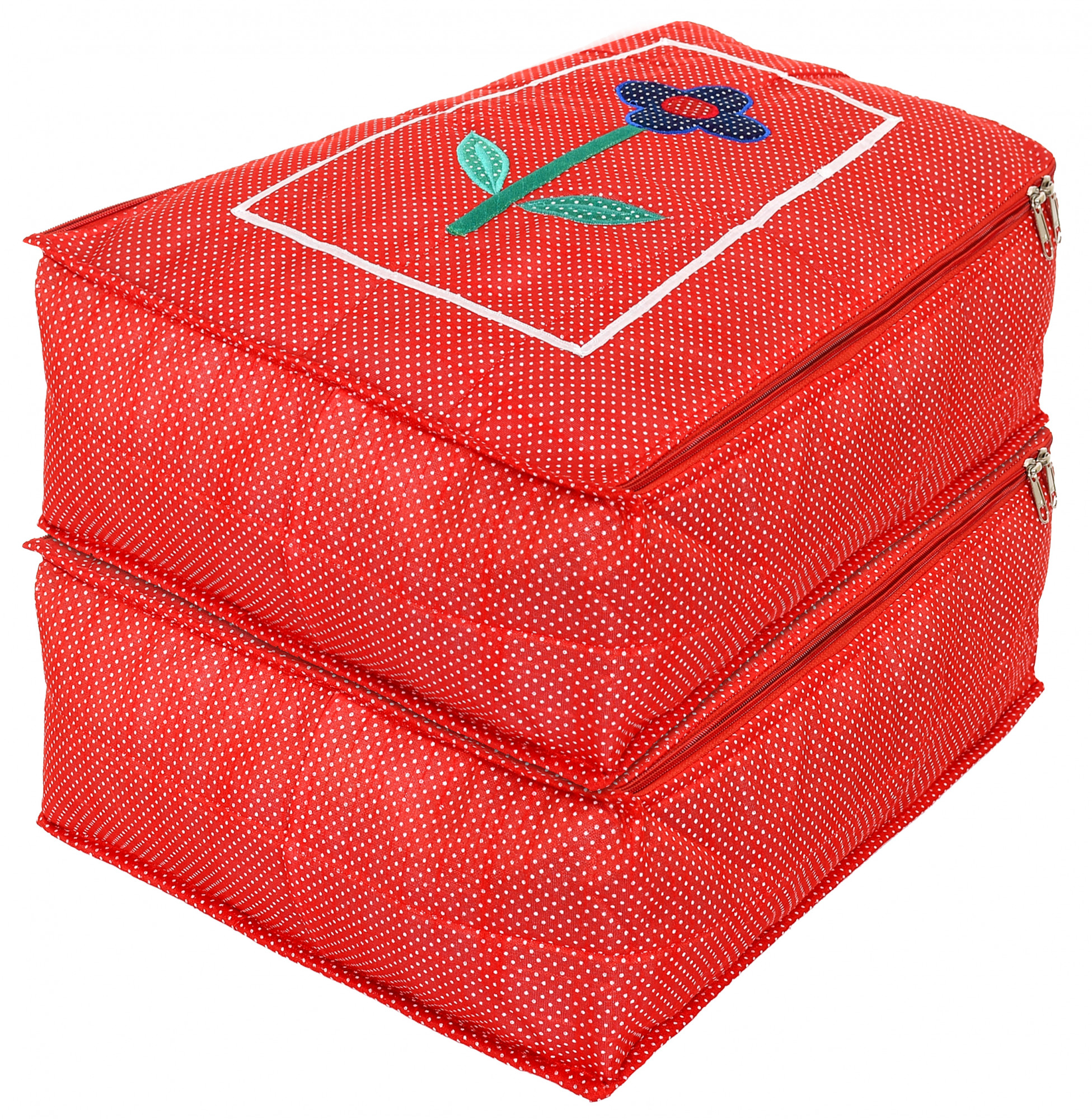 Kuber Industries Dot Printed Petticoat Cover Bag/Garment cover/Wardrobe Clothes Organizer (Red)