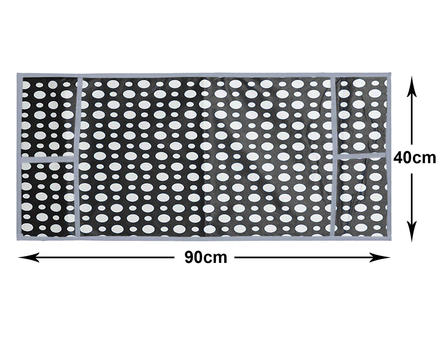 Kuber Industries Dot Printed PVC Decorative Microwave Oven Top Cover With 4 Utility Pockets (Black)