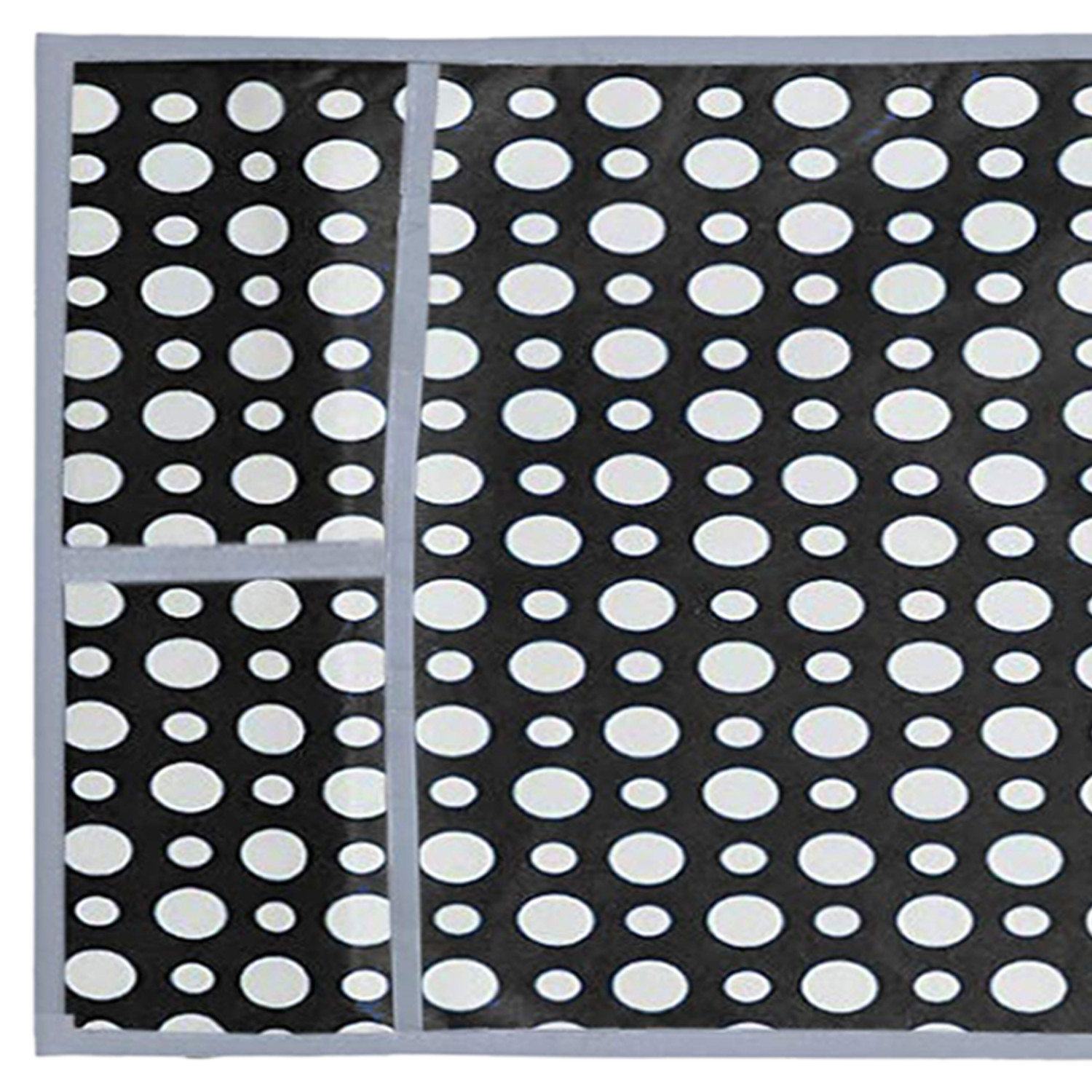 Kuber Industries Dot Printed PVC Decorative Microwave Oven Top Cover With 4 Utility Pockets (Black)