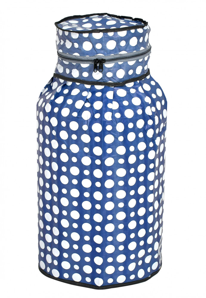 Kuber Industries Dot Printed PVC Lpg Gas Cylinder Cover (Blue &amp; White)-HS43KUBMART25621