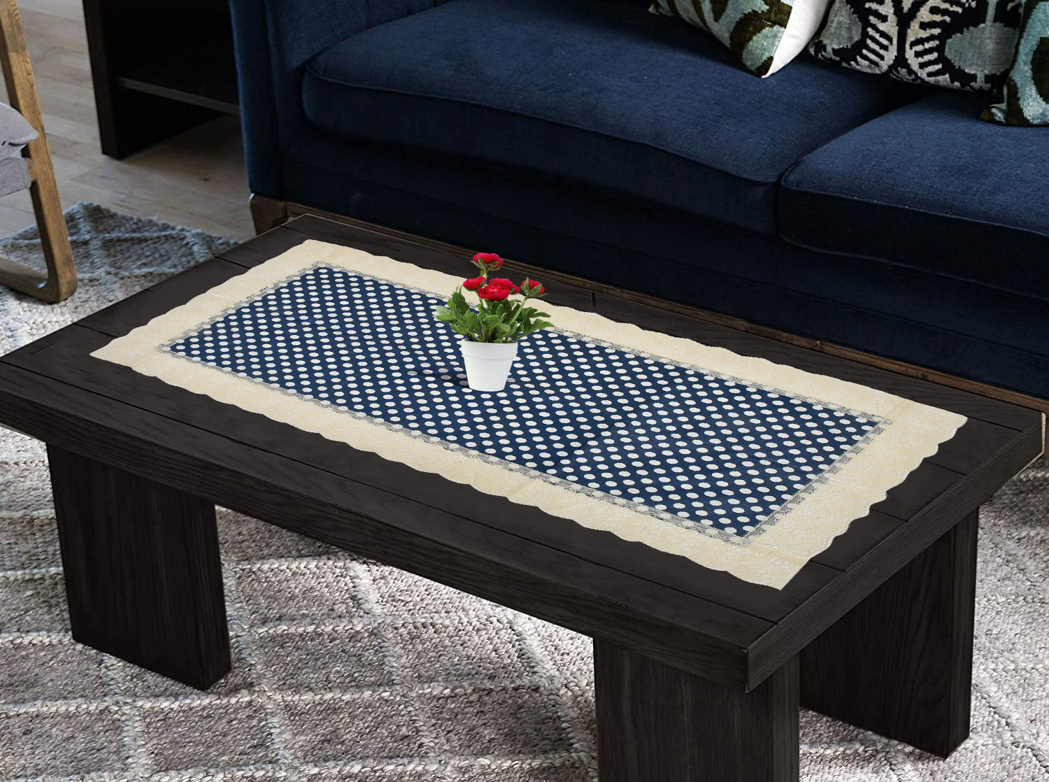 Kuber Industries Dot Printed PVC Table Runner For Farmhouse Dinner, Holiday Parties, Wedding, Events, Décor, 18