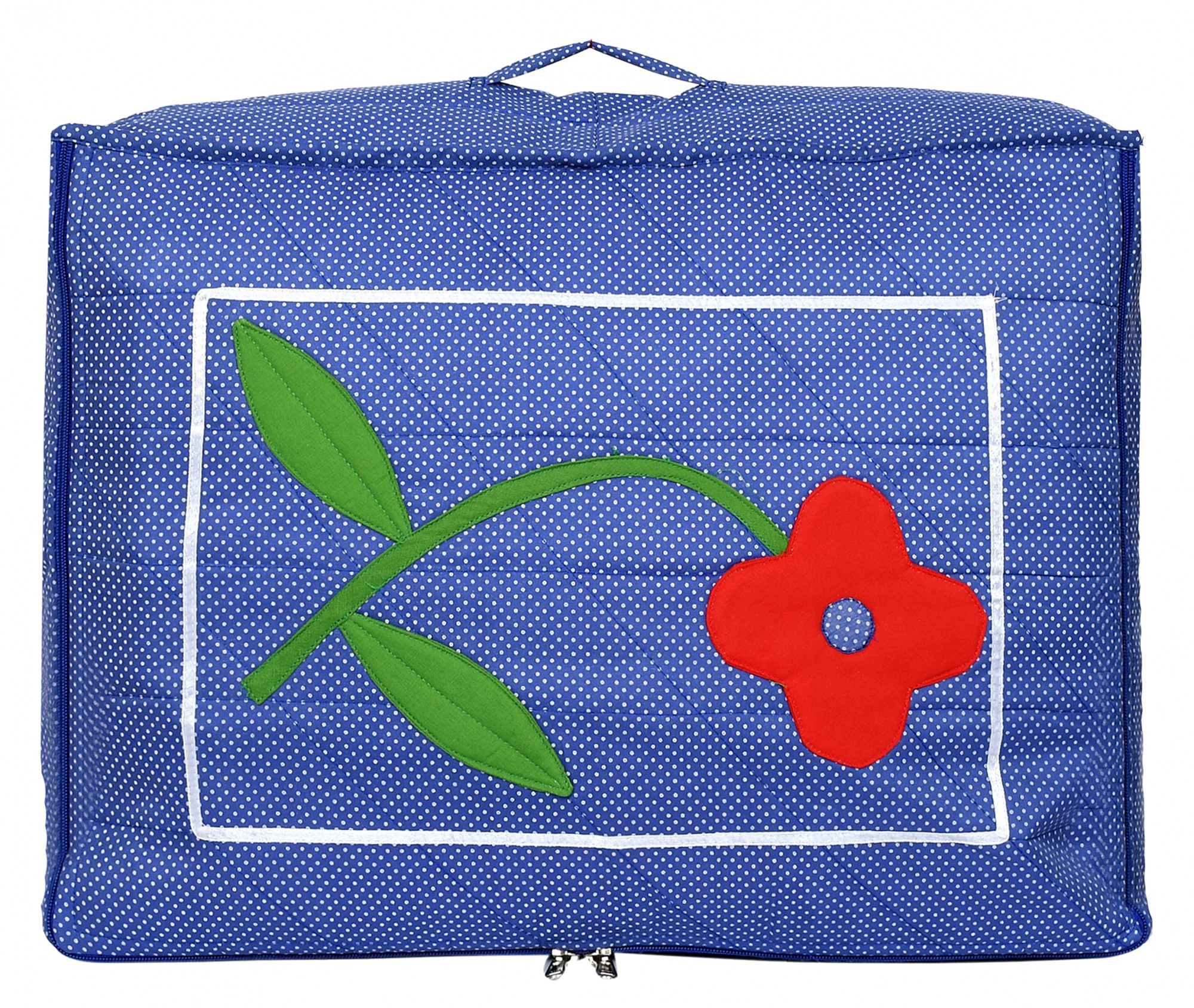 Kuber Industries Dot Printed Saree Cover 1 Bag for 12 Sarees 12 Flap Sarees Bag Wedding Collection Blue