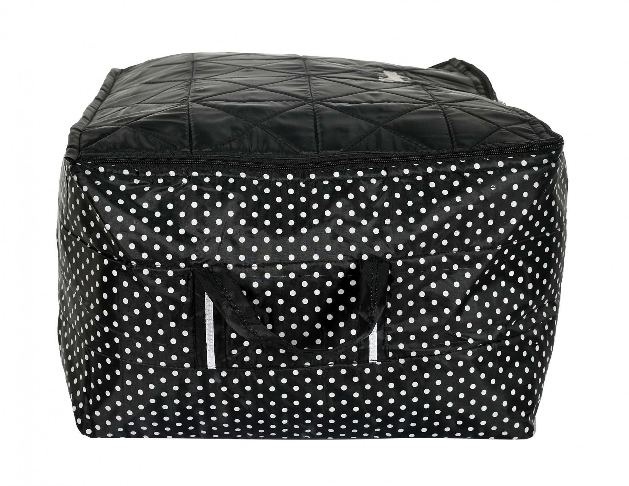 Kuber Industries Dot Printed Saree Cover Bag/Wardrobe Organiser with Transparent Window & Handle (Black)
