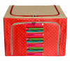Kuber Industries Dot Printed Steel Frame Storage Box/Organizer For Clothing, Blankets, Bedding With Clear Window, 88Ltr. (Red &amp; Brown)-44KM0261