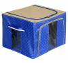 Kuber Industries Dot Printed Steel Frame Storage Box/Organizer For Clothing, Blankets, Bedding With Clear Window, 88Ltr. (Blue &amp; Brown)-44KM0265