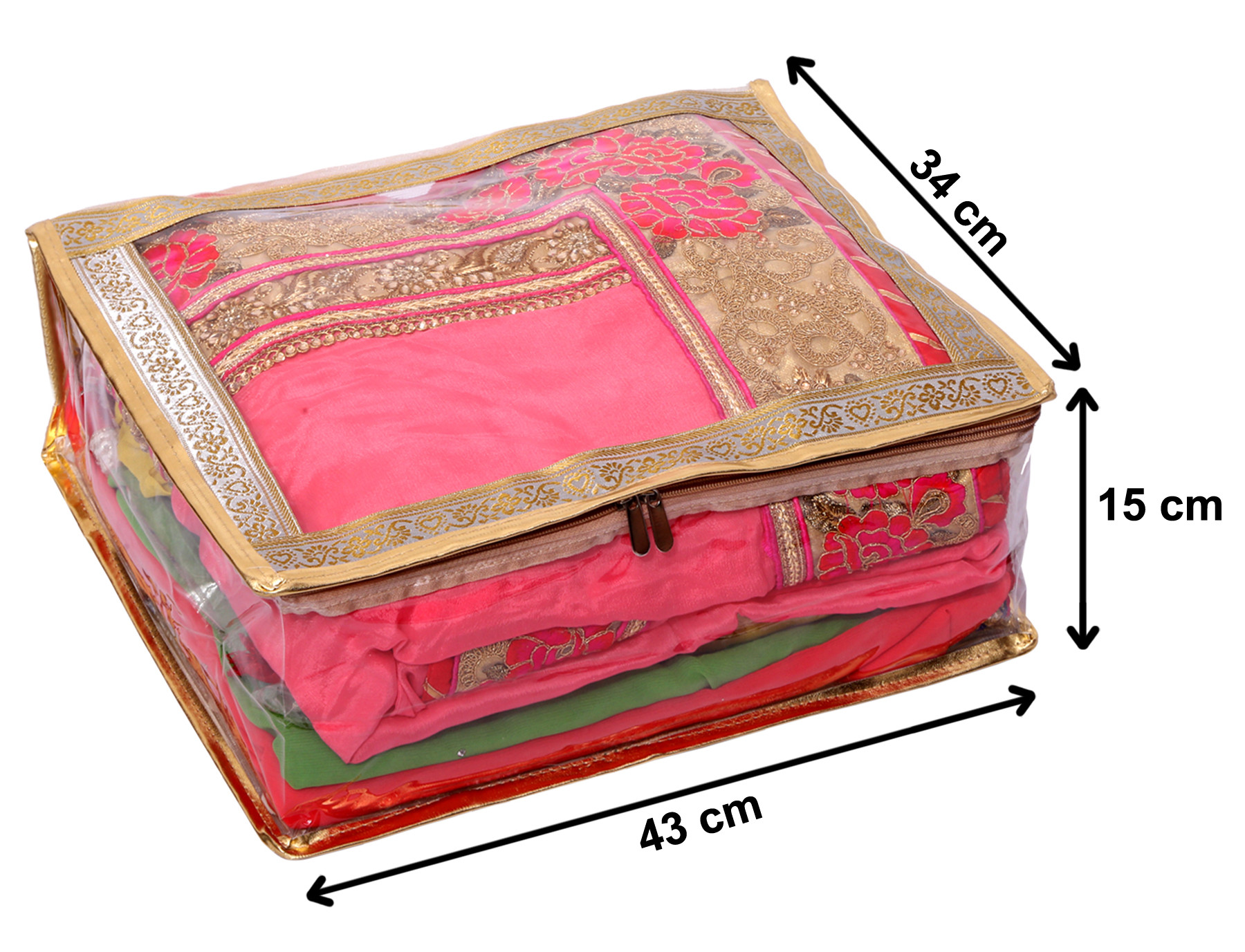 Kuber Industries Dot Printed Transparent PVC Saree Cover/Clothes/Storage Bag Organiser For Wardrobe (Gold)