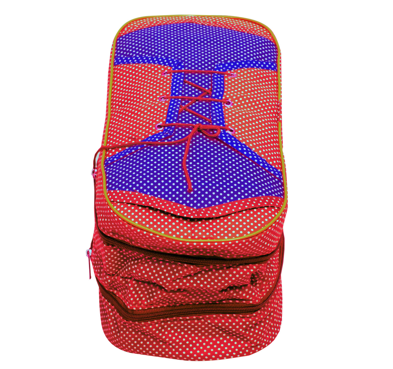 Kuber Industries Dot Printed Travel Shoe Bag Portable Travel Shoe Tote Bag Packing Organizer for Men Women & Kid With 2 Compartment & 1 Front Pocket (Red)