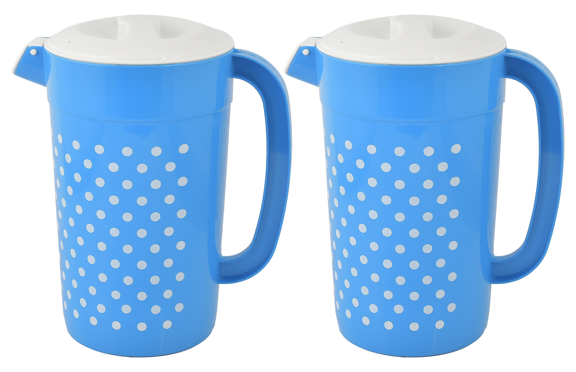 Kuber Industries Dot Printed Unbreakable Multipurpose Plastic Water Jug/Pitcher With Lid, 2.4 Ltr. (Blue)-HS42KUBMART25221