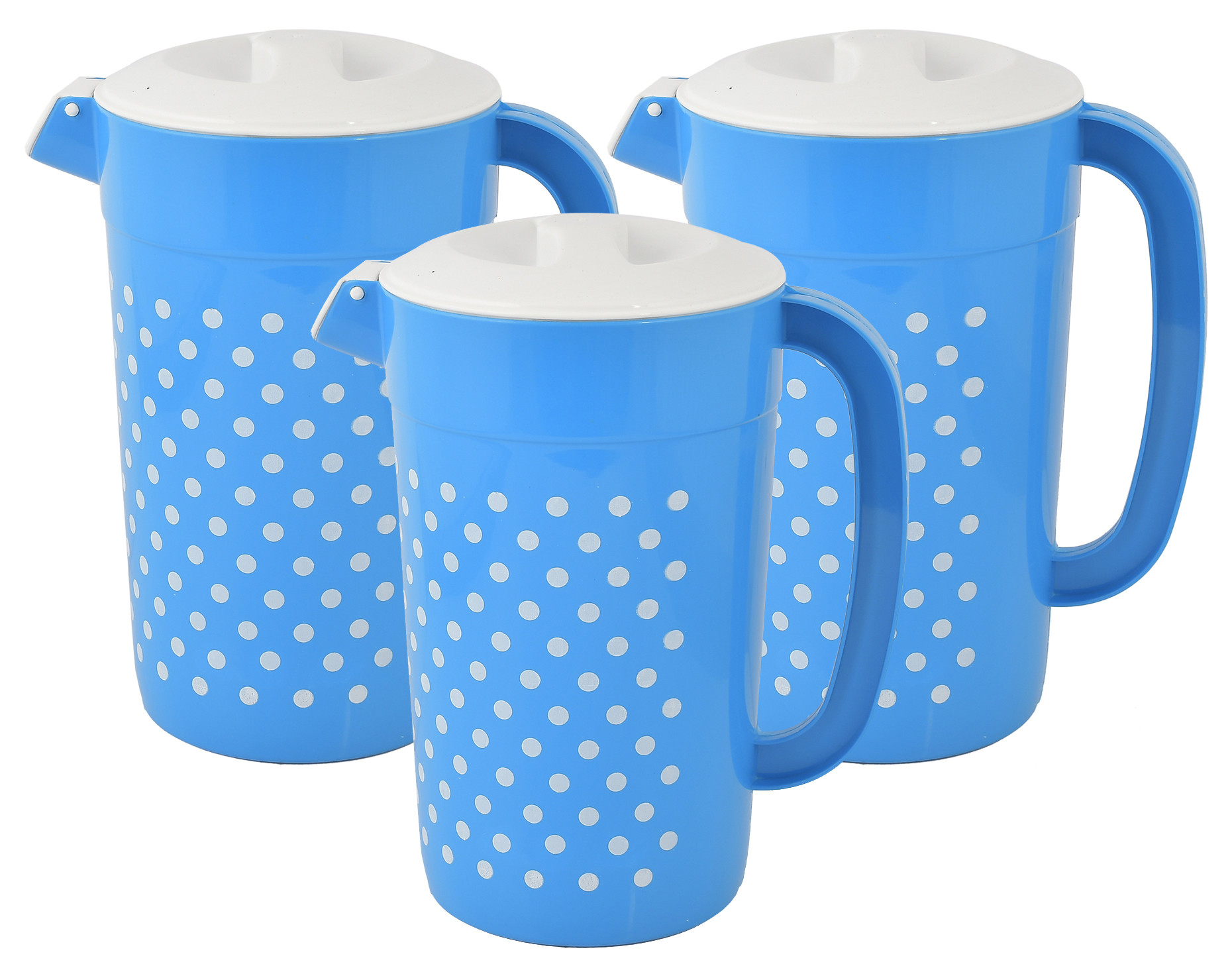 Kuber Industries Dot Printed Unbreakable Multipurpose Plastic Water Jug/Pitcher With Lid, 2.4 Ltr. (Blue)-HS42KUBMART25221