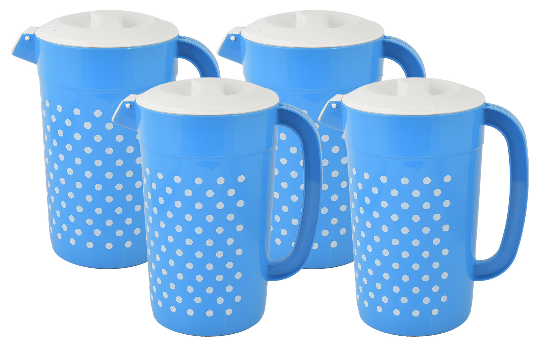 Kuber Industries Dot Printed Unbreakable Multipurpose Plastic Water Jug/Pitcher With Lid, 2.4 Ltr. (Blue)-HS42KUBMART25221
