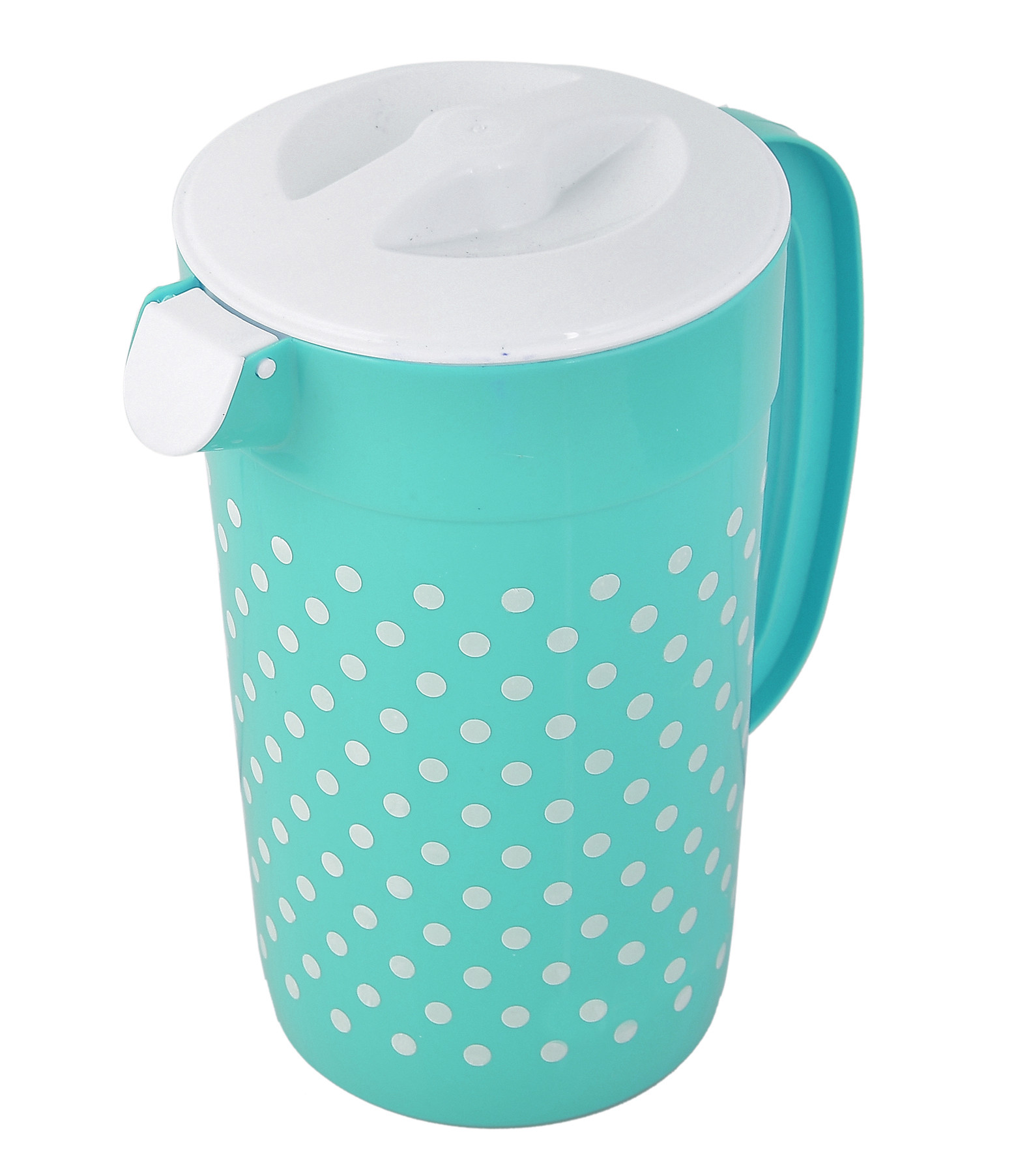 Kuber Industries Dot Printed Unbreakable Multipurpose Plastic Water Jug/Pitcher With Lid, 2.4 Ltr. (Green)-HS42KUBMART25213