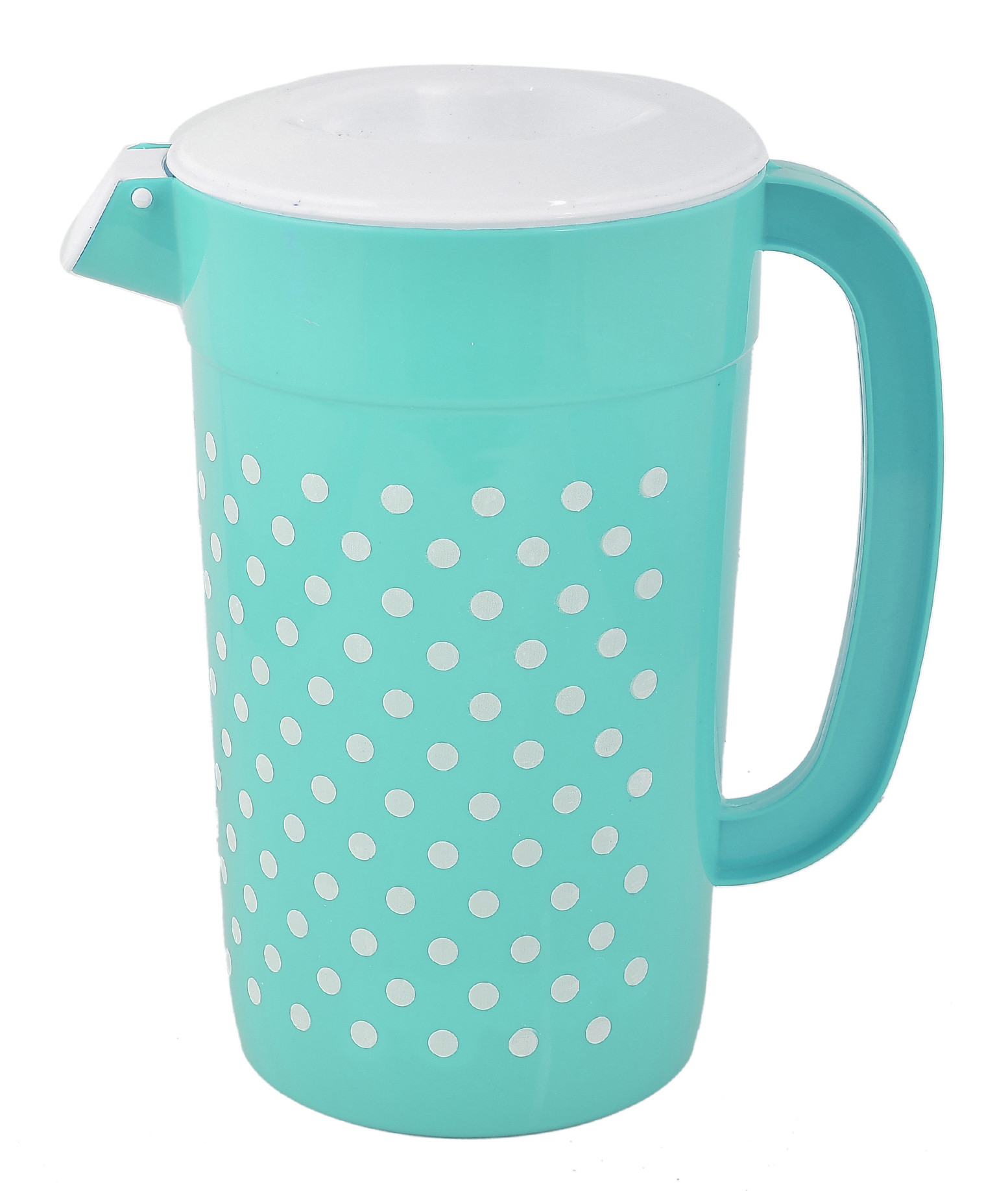 Kuber Industries Dot Printed Unbreakable Multipurpose Plastic Water Jug/Pitcher With Lid, 2.4 Ltr. (Green)-HS42KUBMART25213