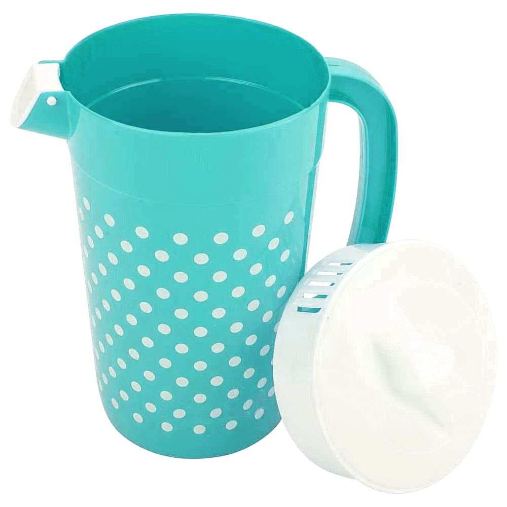 Kuber Industries Dot Printed Unbreakable Multipurpose Plastic Water Jug/Pitcher With Lid, 2.4 Ltr. (Green)-HS42KUBMART25213