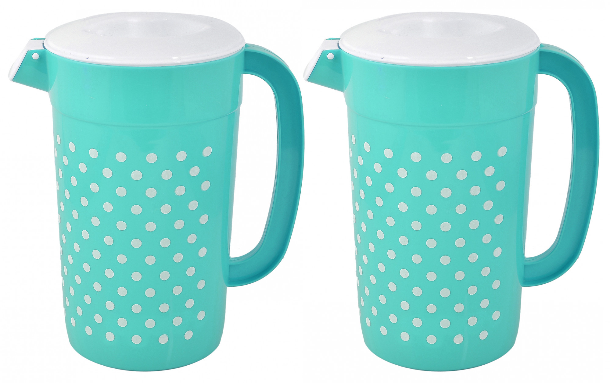 Kuber Industries Dot Printed Unbreakable Multipurpose Plastic Water Jug/Pitcher With Lid, 2.4 Ltr. (Green)-HS42KUBMART25213