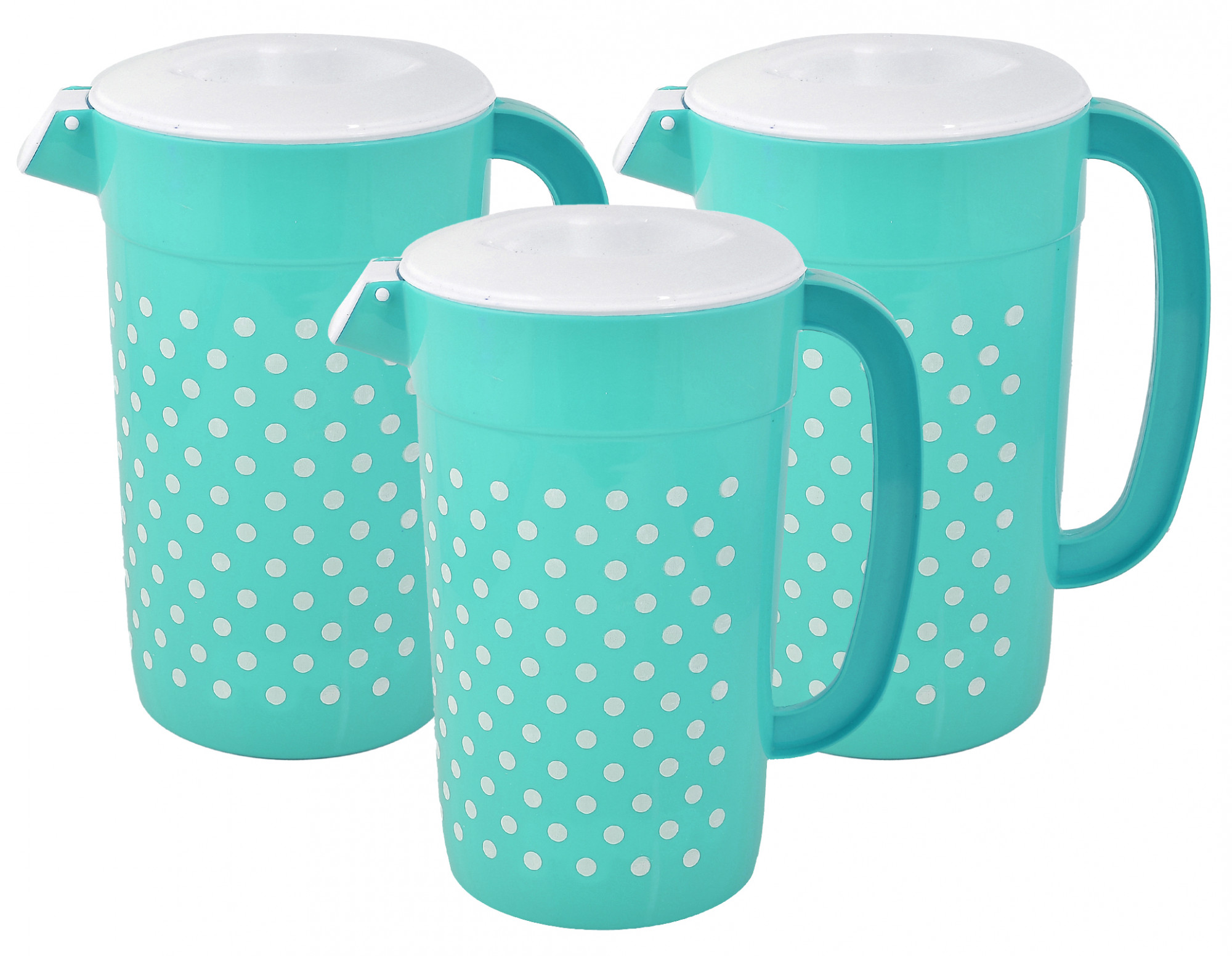 Kuber Industries Dot Printed Unbreakable Multipurpose Plastic Water Jug/Pitcher With Lid, 2.4 Ltr. (Green)-HS42KUBMART25213