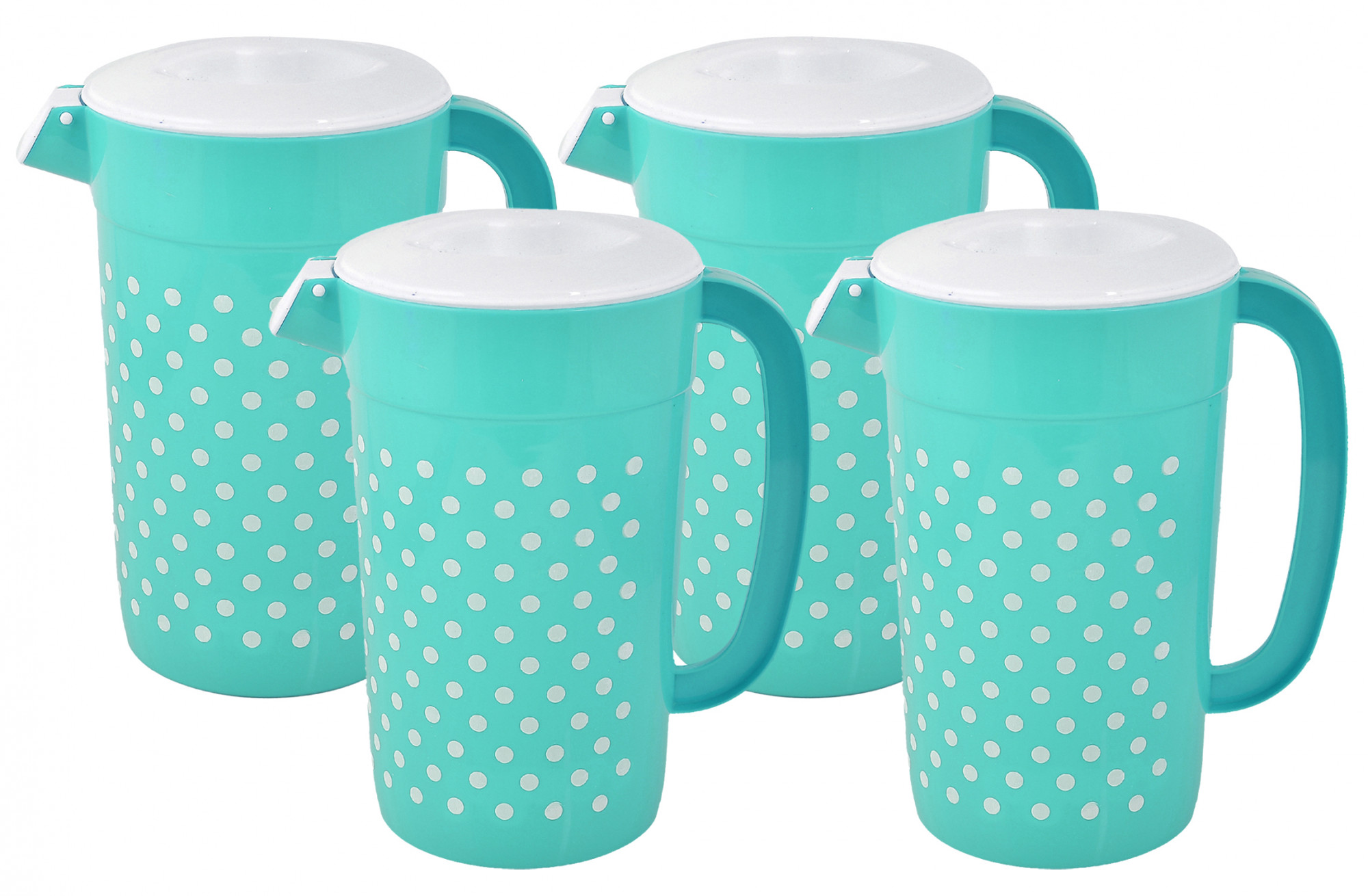 Kuber Industries Dot Printed Unbreakable Multipurpose Plastic Water Jug/Pitcher With Lid, 2.4 Ltr. (Green)-HS42KUBMART25213