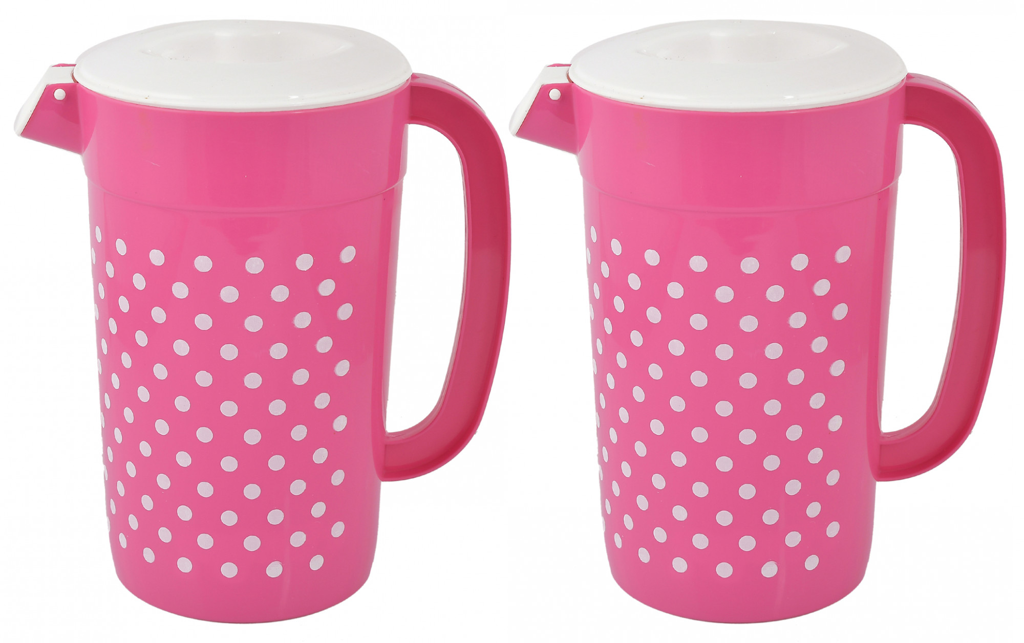 Kuber Industries Dot Printed Unbreakable Multipurpose Plastic Water Jug/Pitcher With Lid, 2.4 Ltr. (Pink)-HS42KUBMART25205