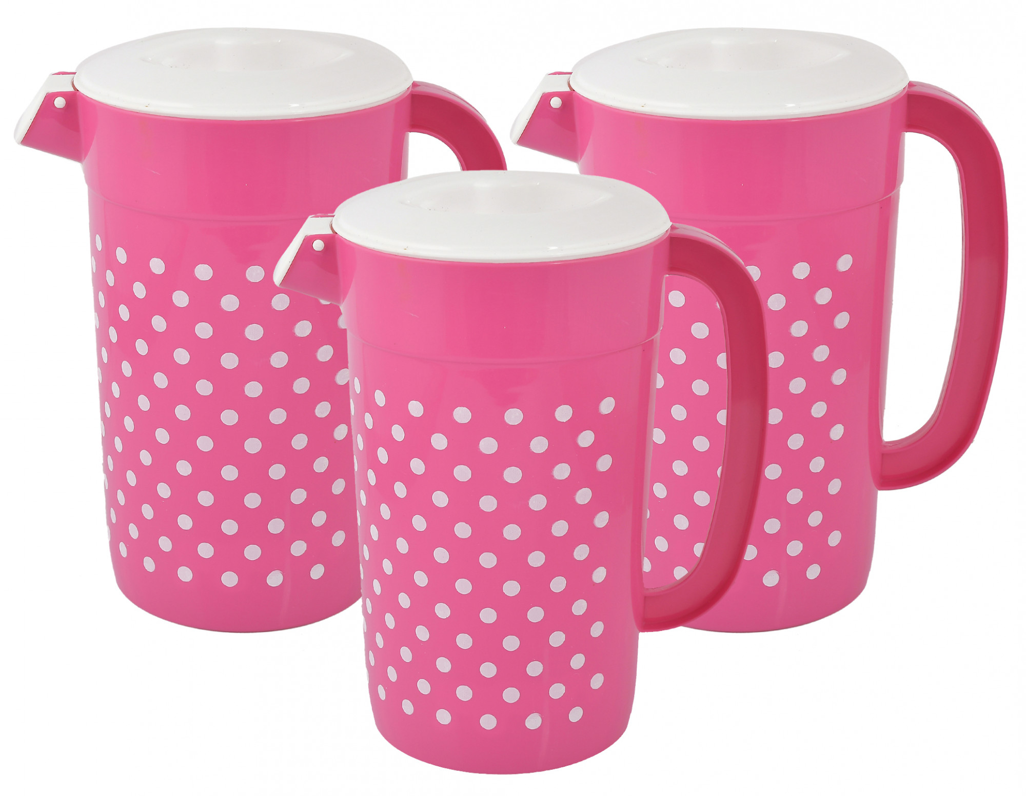 Kuber Industries Dot Printed Unbreakable Multipurpose Plastic Water Jug/Pitcher With Lid, 2.4 Ltr. (Pink)-HS42KUBMART25205