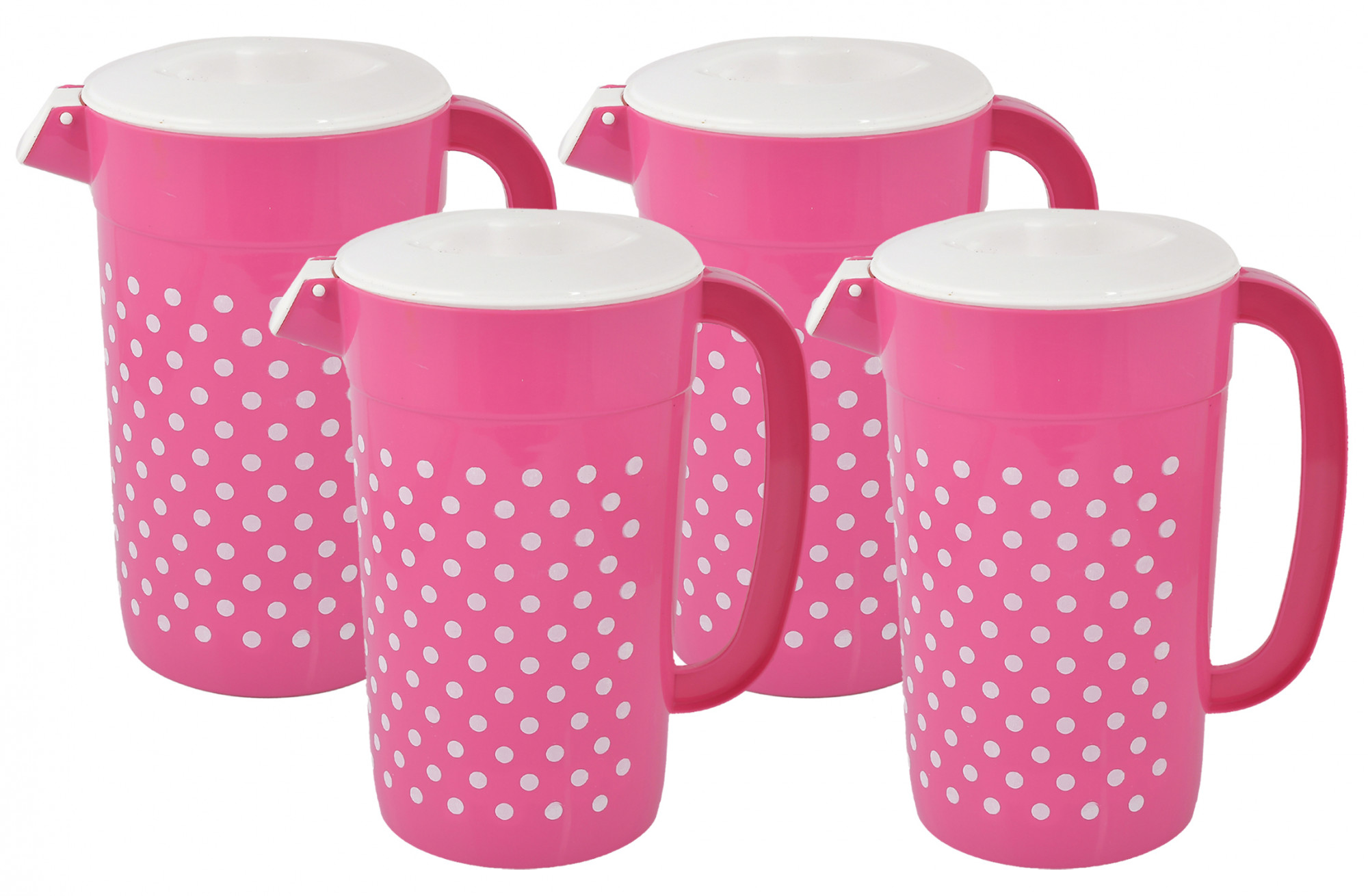 Kuber Industries Dot Printed Unbreakable Multipurpose Plastic Water Jug/Pitcher With Lid, 2.4 Ltr. (Pink)-HS42KUBMART25205