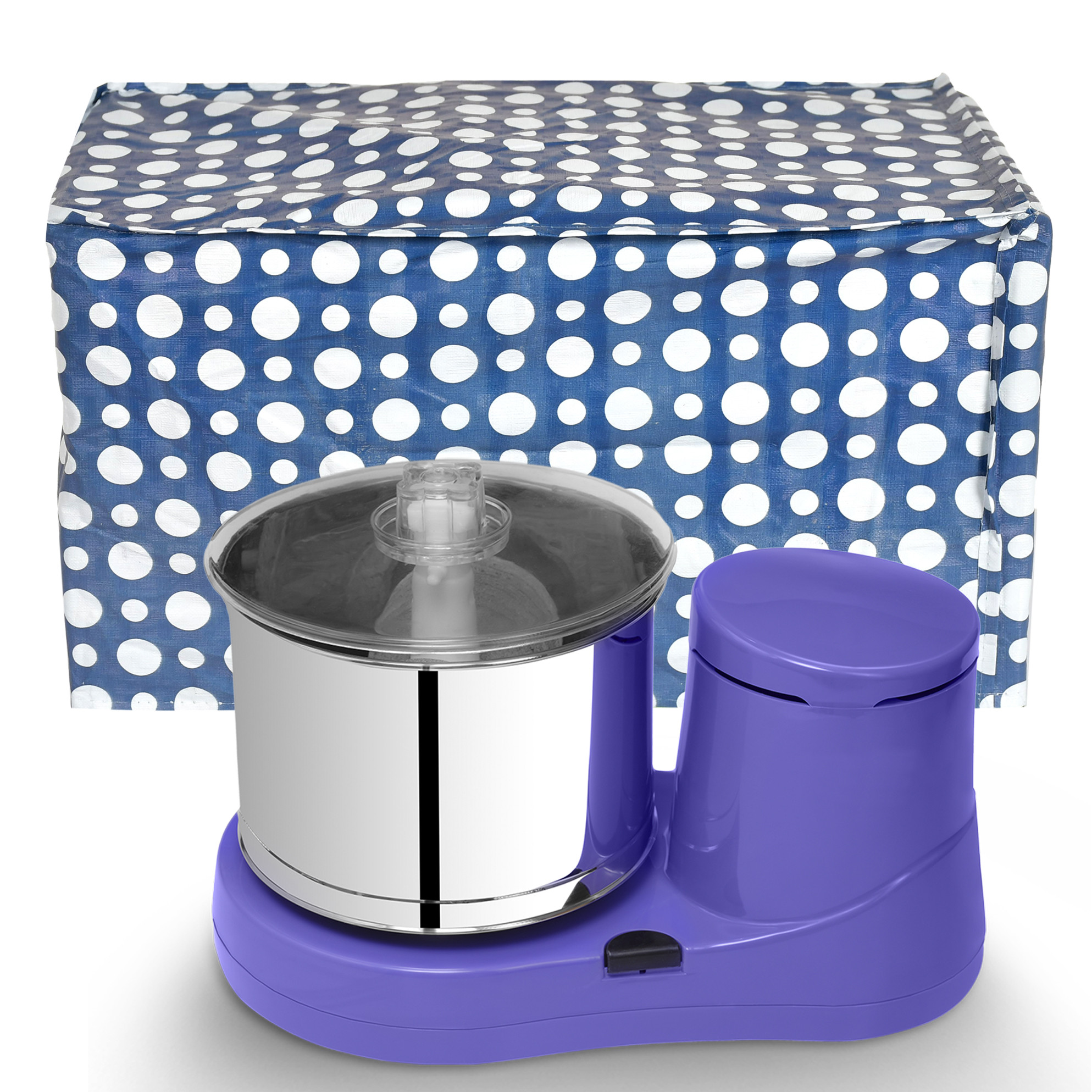 Kuber Industries Dot Printed Water/Dust Proof PVC Mixer Grinder, Table Top Wet Grinder Cover (Blue & White)-HS43KUBMART25701