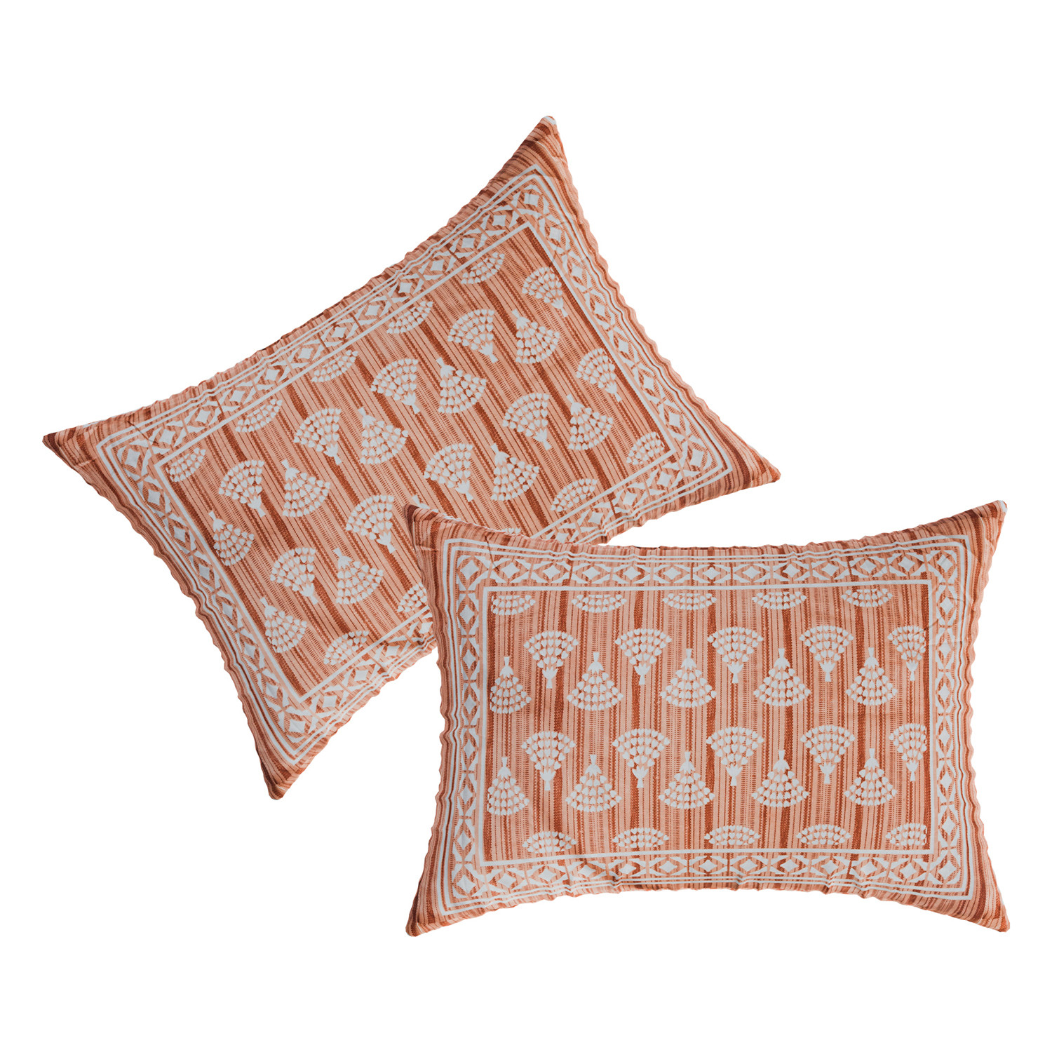 Kuber Industries Double Bedsheet  Premium Cotton Bedsheet with 2 Pillow Covers  Bedsheet for Bedroom  Bedsheet for Double Bed  Triangle Border Heritage  90x108 Inch  Orange