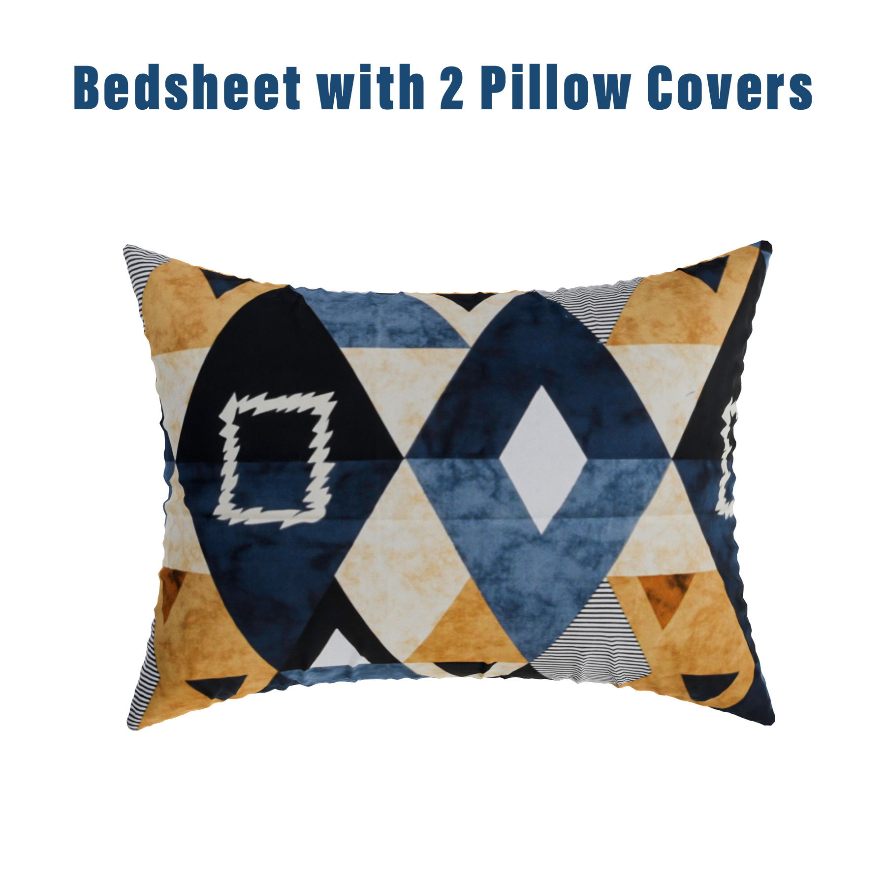 Kuber Industries Double Bedsheet | Premium Cotton Bedsheet with 2 Pillow Covers | Bedsheet for Bedroom | Bedsheet for Double Bed | Zig Zag-Design | 90x108 Inch | Blue & Brown