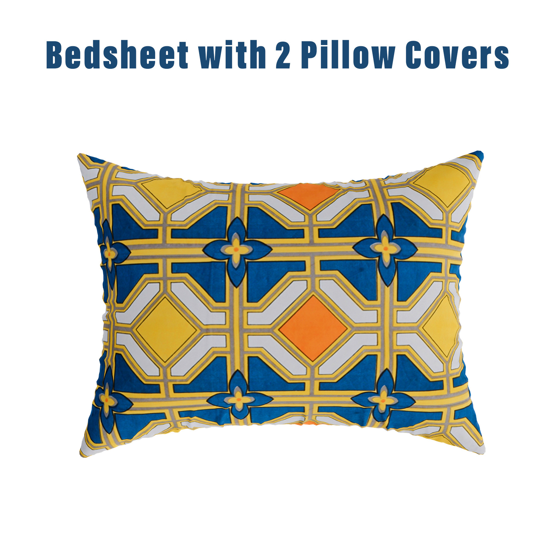 Kuber Industries Double Bedsheet | Premium Cotton Bedsheet with 2 Pillow Covers | Bedsheet for Bedroom | Bedsheet for Double Bed | Zig Zag-Design | 90x108 Inch | Green & Orange