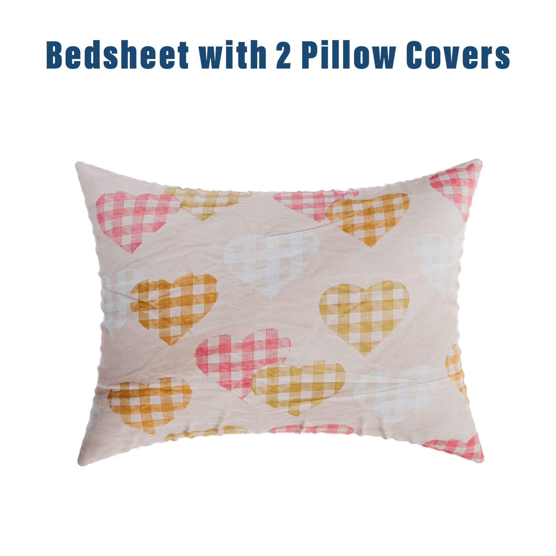 Kuber Industries Double Bedsheet | Premium Cotton Bedsheet with 2 Pillow Covers | Bedsheet for Bedroom | Bedsheet for Double Bed | Heart-Design Bedsheet | 90x108 Inch | Pink